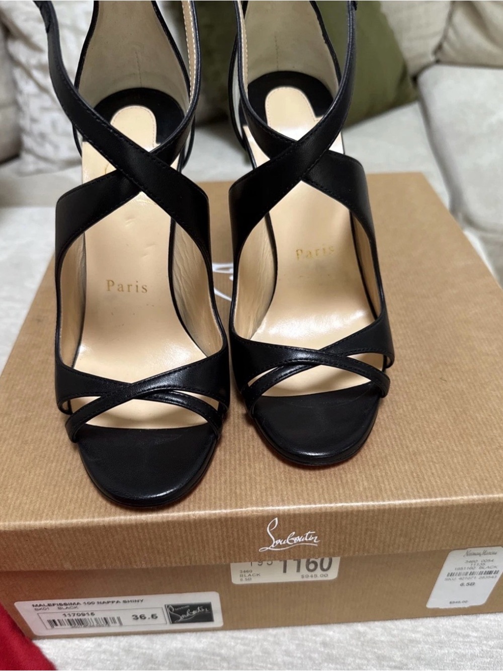 Christian Louboutin Malefissima 100 Nappa Leather Heels Black Size 36.5